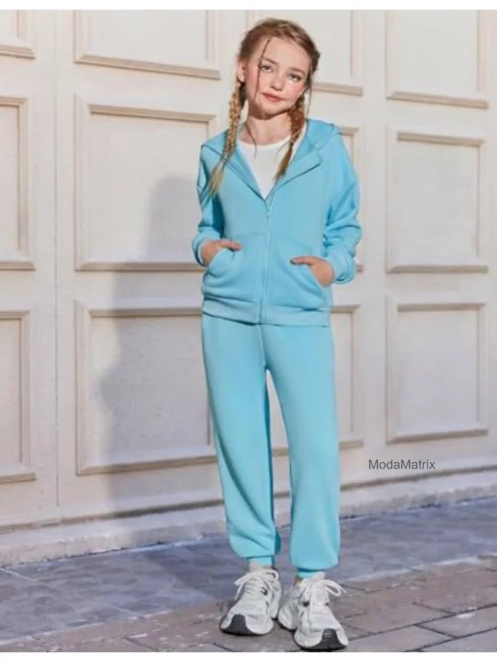 Girls 2 Piece Zip Up Hoodie and Jogger Set Tracksuit